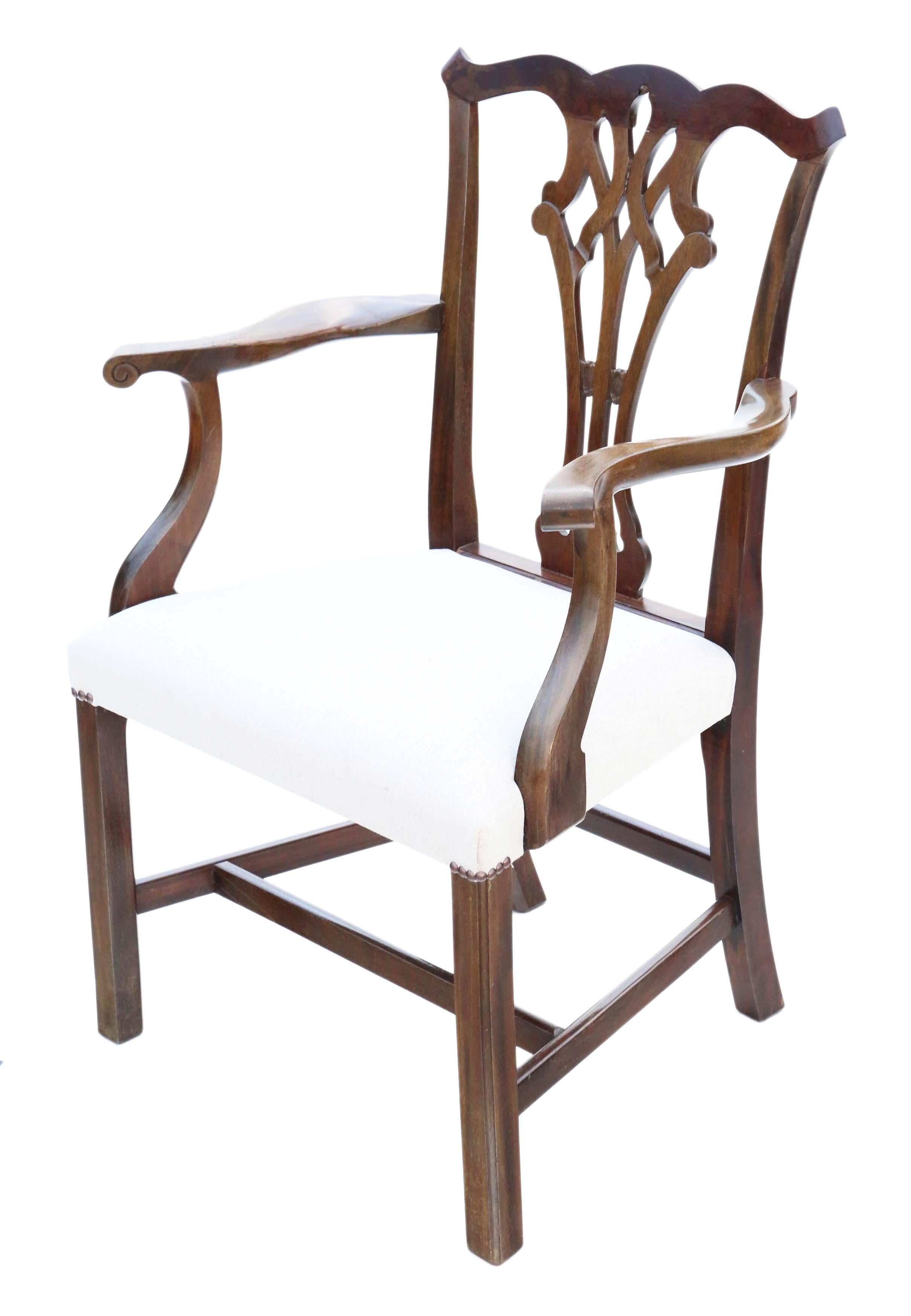 Mid-20th Century Antique Set of 10 '8+2' Mahogany Georgian Revival Dining Chairs Ribbon Back