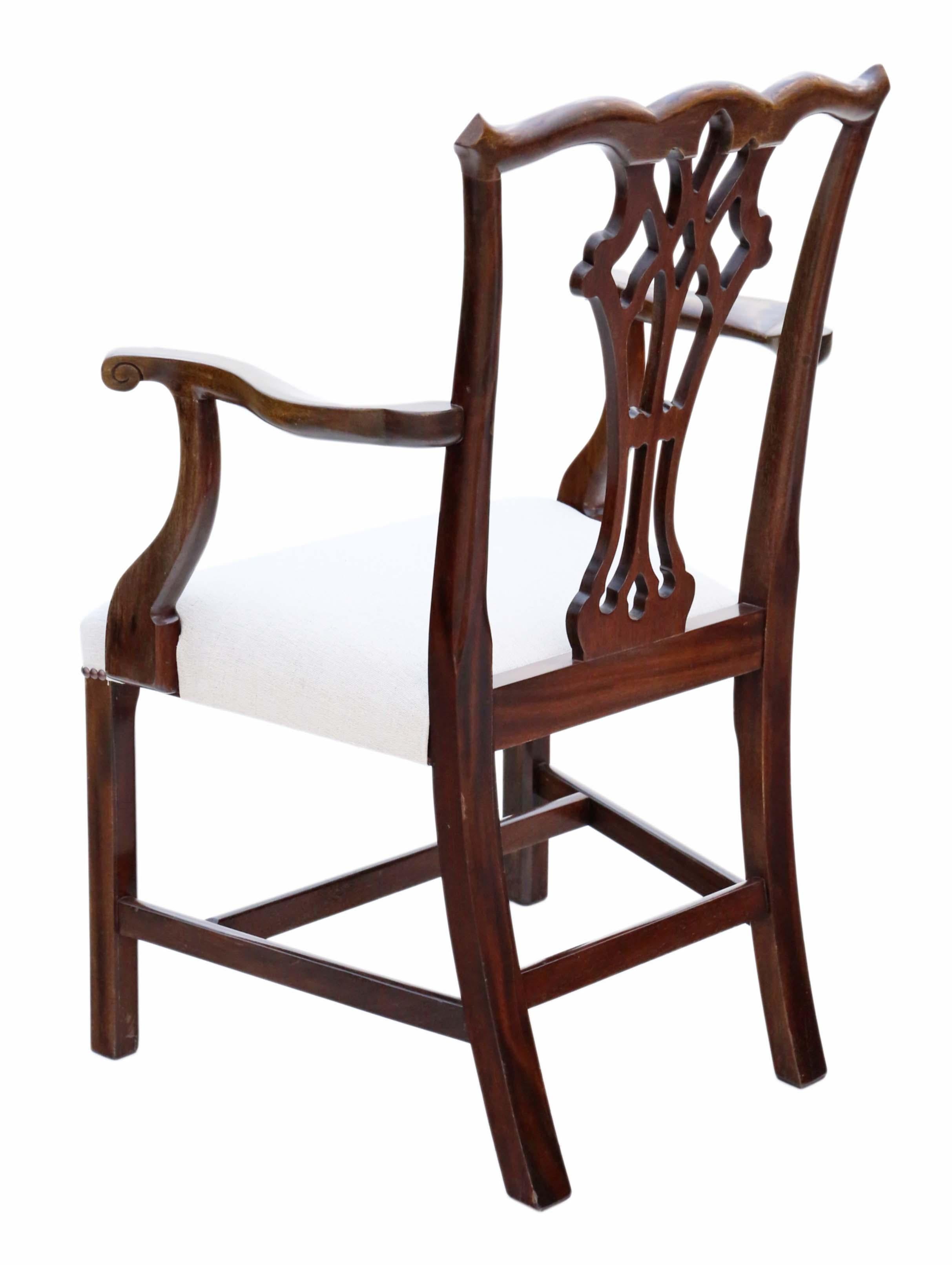 Antique Set of 10 '8+2' Mahogany Georgian Revival Dining Chairs Ribbon Back 1