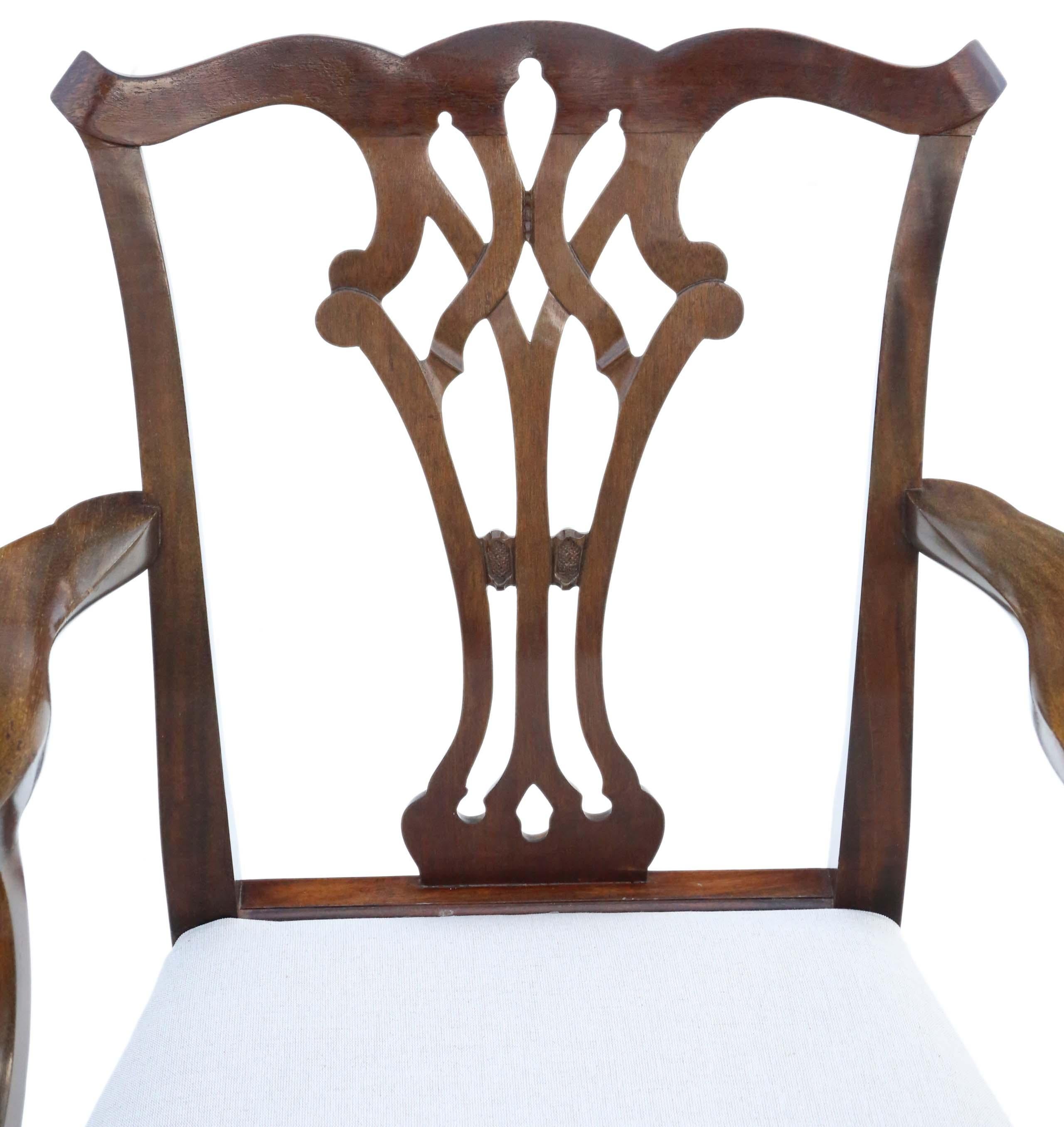 Antique Set of 10 '8+2' Mahogany Georgian Revival Dining Chairs Ribbon Back 2