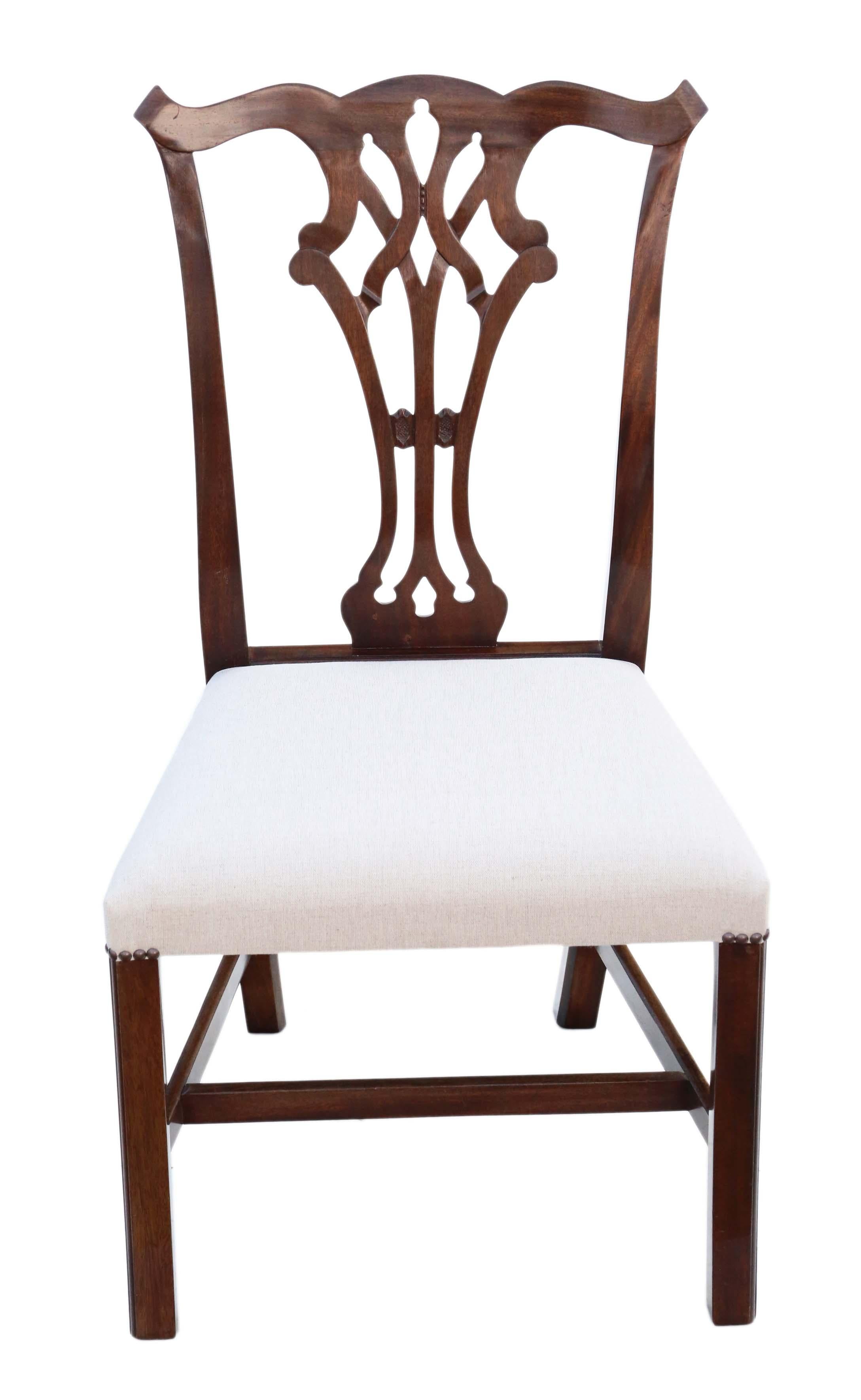 Antique Set of 10 '8+2' Mahogany Georgian Revival Dining Chairs Ribbon Back 4