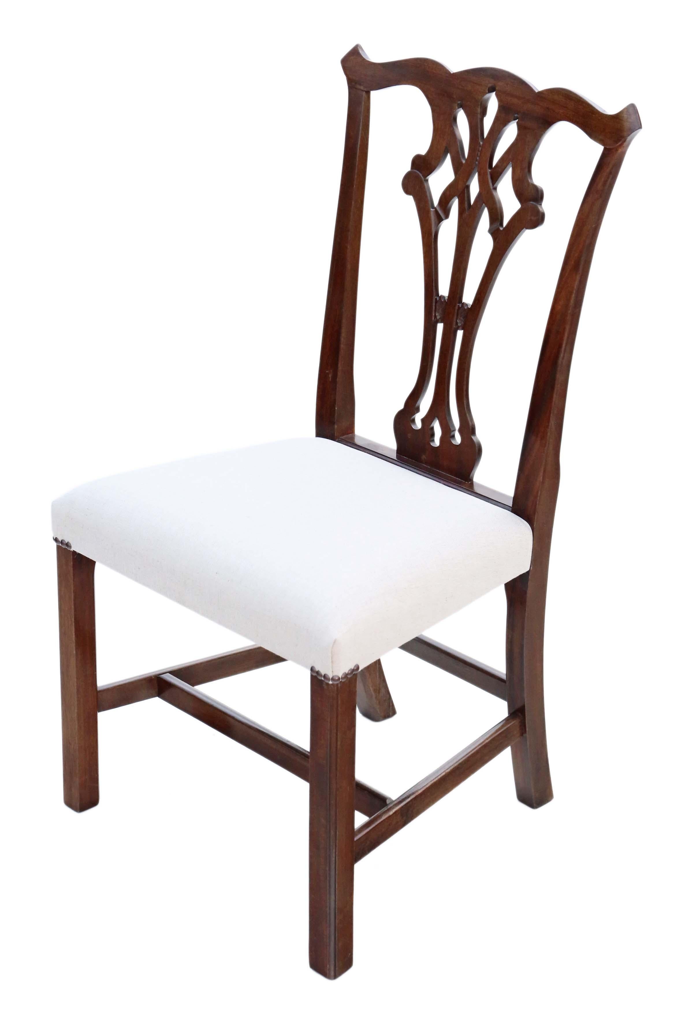Antique Set of 10 '8+2' Mahogany Georgian Revival Dining Chairs Ribbon Back 5