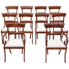 Antique Set of 10 '8+2' Regency Mahogany 19th Century Dining Chairs