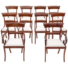 Antique Set of 10 '8+2' Regency Mahogany 19th Century Dining Chairs