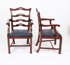 Antique Set of 10 Chippendale Ladderback Dining Chairs 19th Century