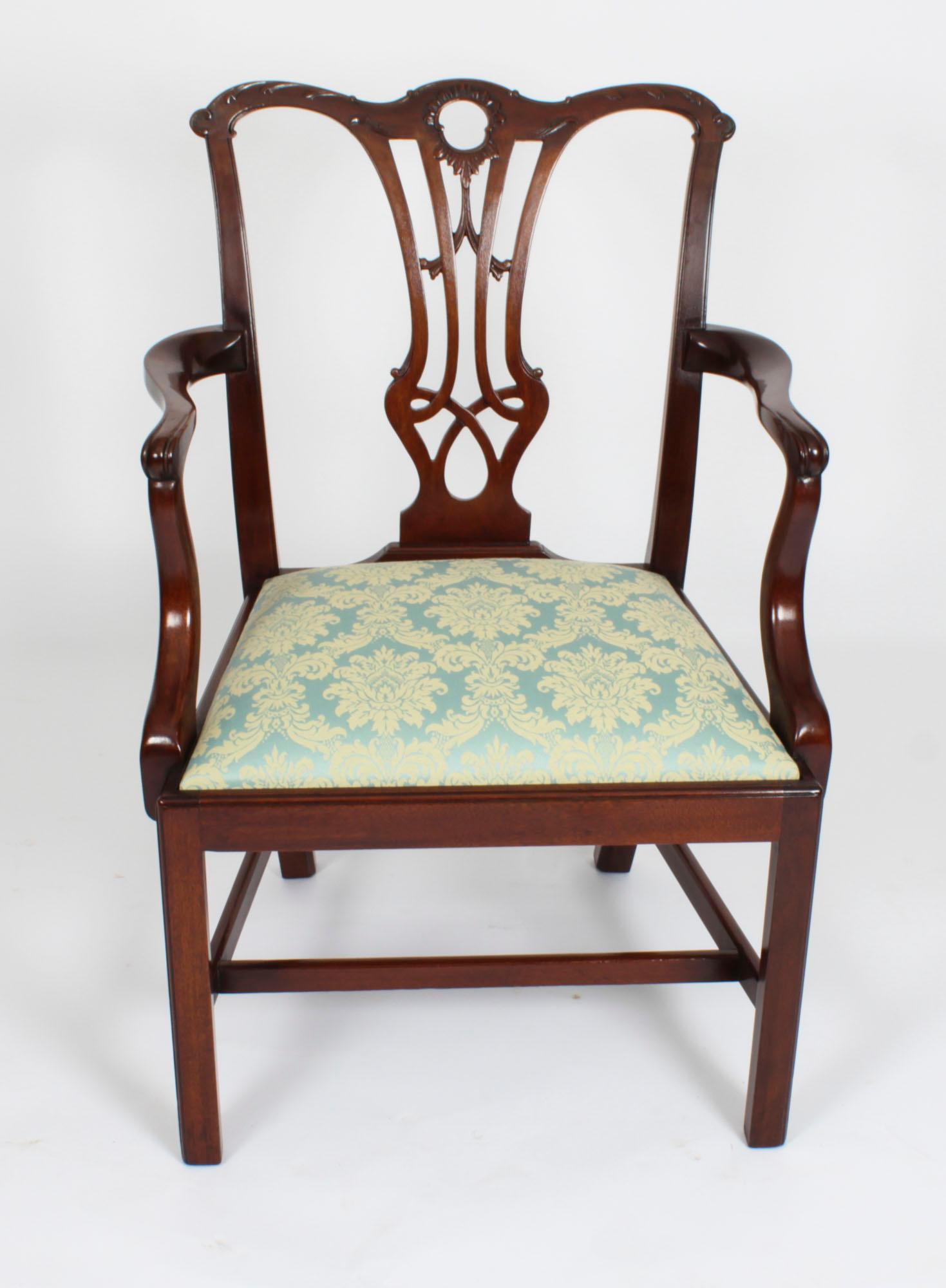 Antique Set of 10 Chippendale Revival Dining Chairs 19th Century 8