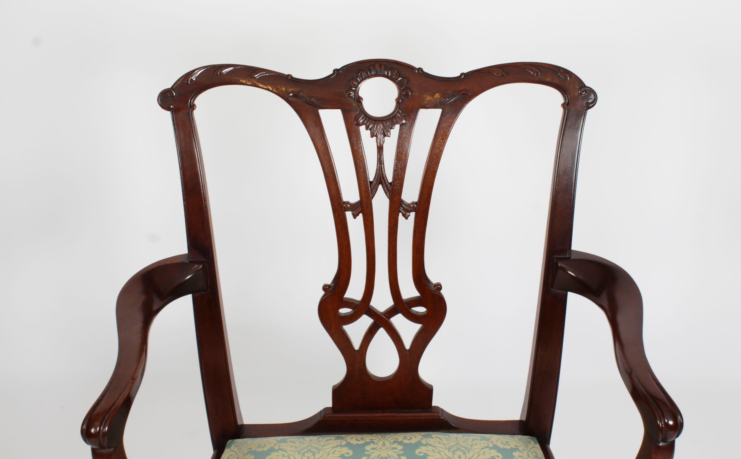 Antique Set of 10 Chippendale Revival Dining Chairs 19th Century 9