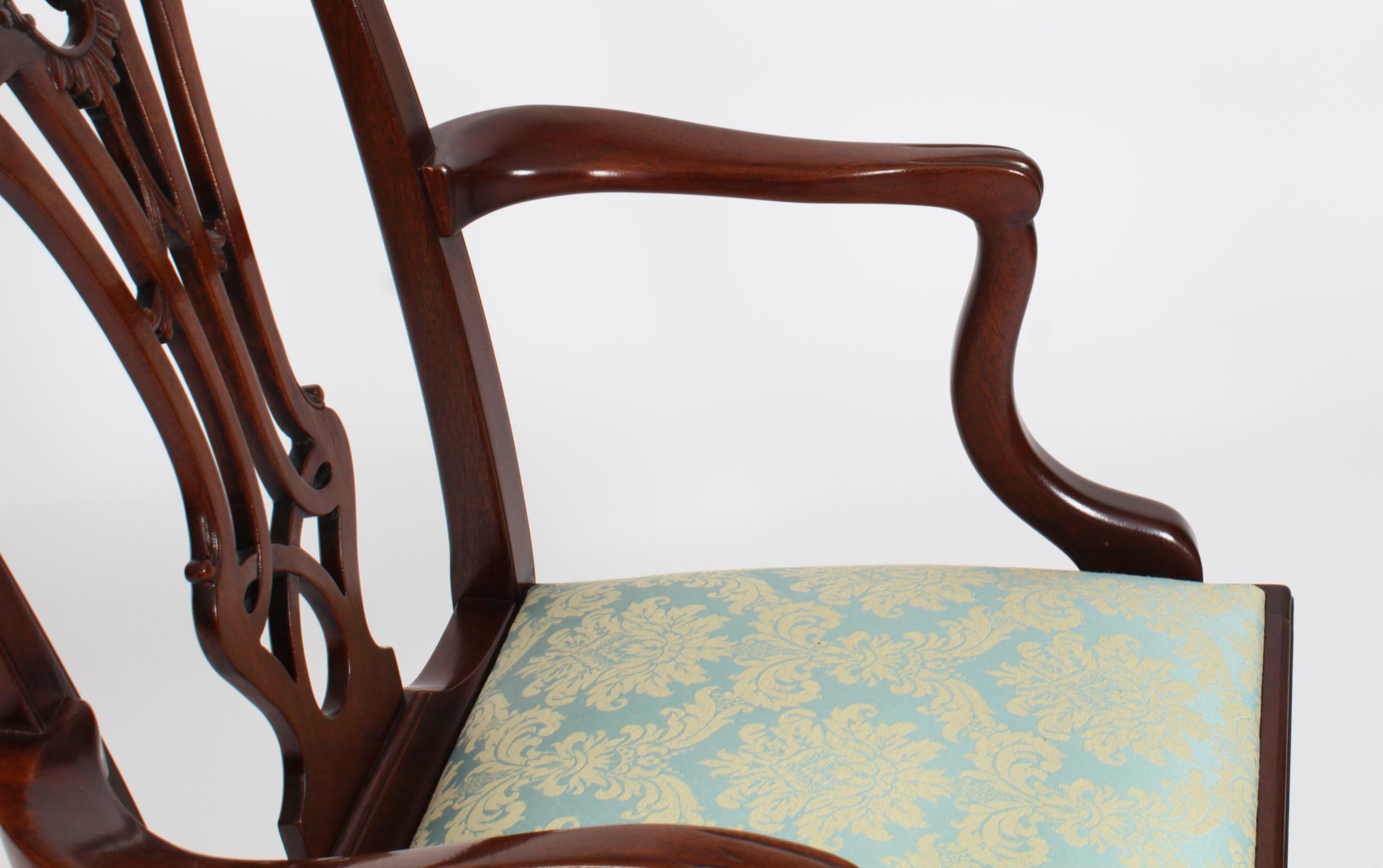 Antique Set of 10 Chippendale Revival Dining Chairs 19th Century 12