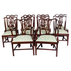 Antique Set of 10 Chippendale Revival Dining Chairs 19th Century