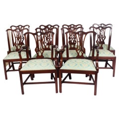 Antique Set of 10 Chippendale Revival Dining Chairs 19th Century