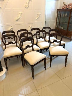 Antique Set of 10 English Regency Carved Mahogany Dining Chairs
