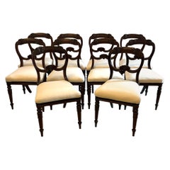Antique Set of 10 English Regency Carved Mahogany Dining Chairs