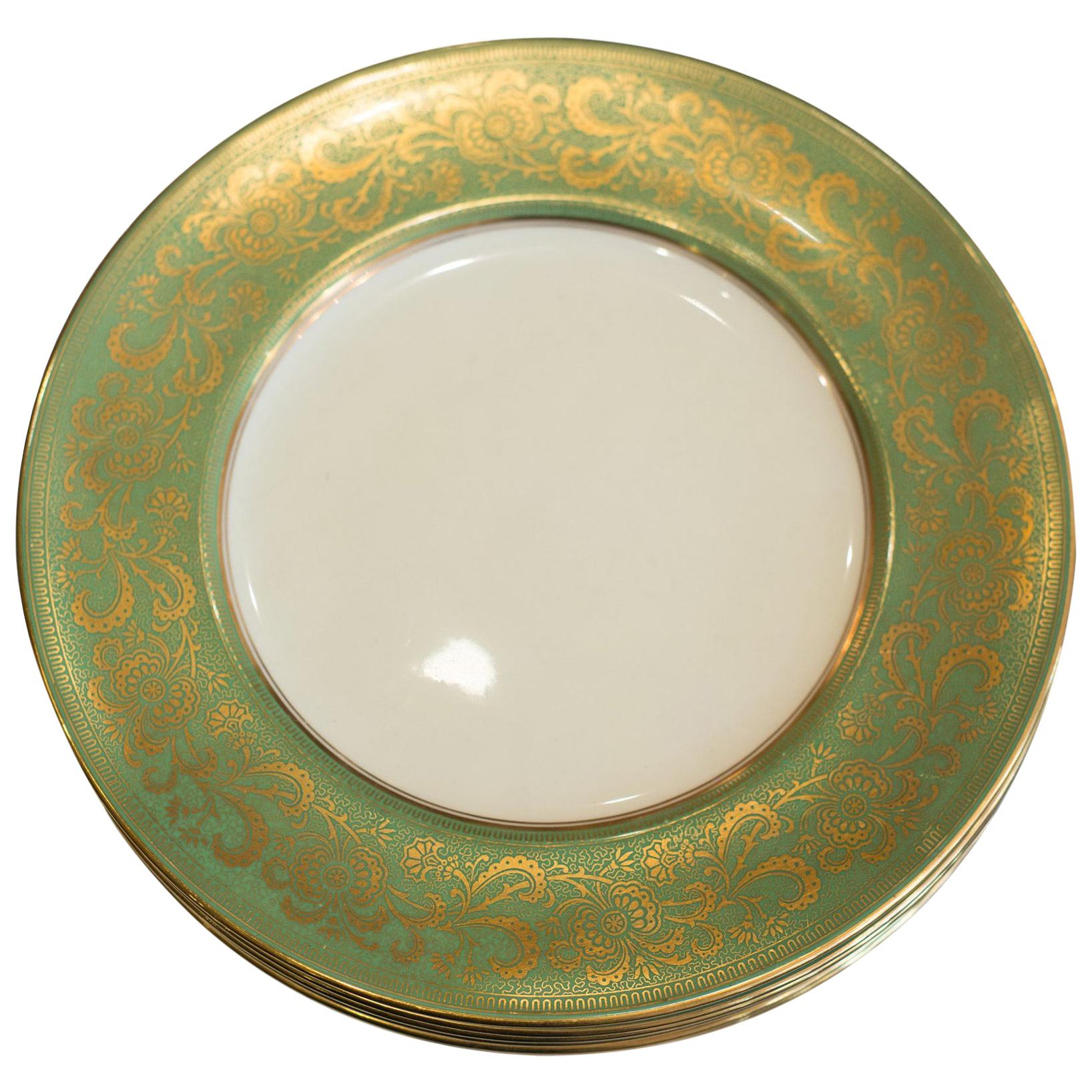 Antique Set of 10 Limoges for J. E. Caldwell Floral and Gilt Plates For