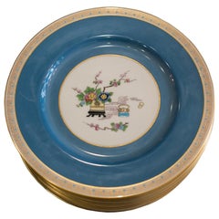 Ensemble ancien de 12 plats Lenox bleus pour Kinney et Levan