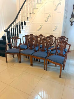 Antique Set of 12 Mahogany Shield Back Dining Chairs