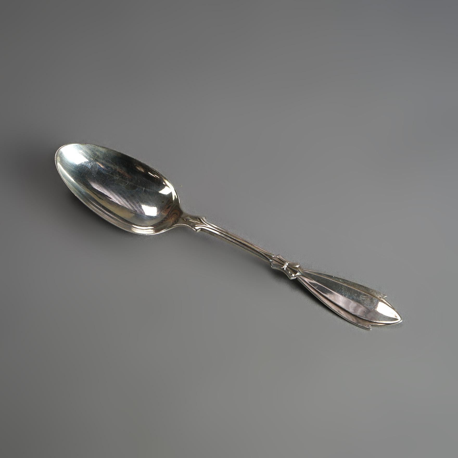 Antique Set of 12 Silver Tablespoons by Albert Coles C1850, 22.4 TOZ

Measures- 8''H x 1.75''W x 2.25''D