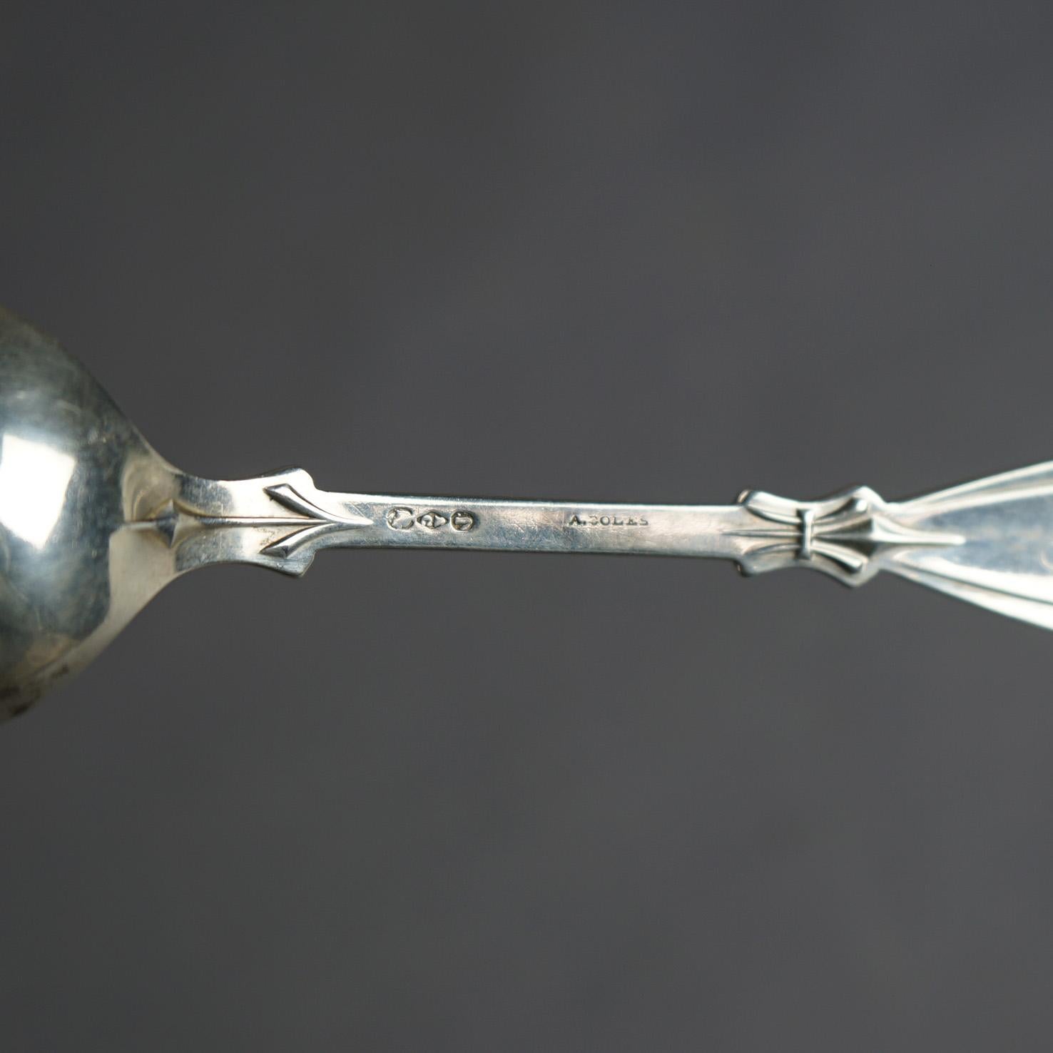 Antique Set of 12 Silver Tablespoons by Albert Coles C1850, 22.4 TOZ For Sale 2