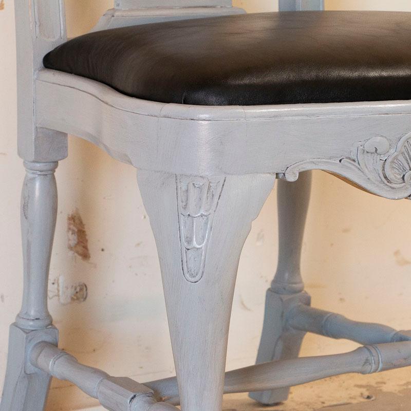 Antique Set of 12 Swedish Gustavian Gray Painted Dining Chairs For Sale 3