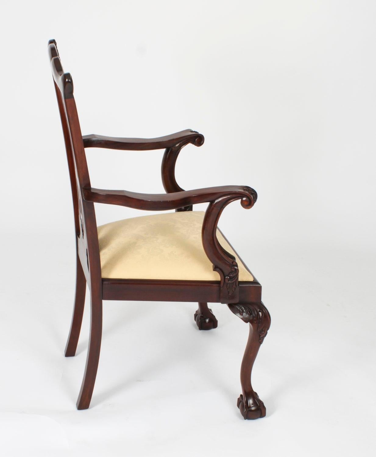 Antique Set of 14 Chippendale Revival Dining Chairs 20th Century 5