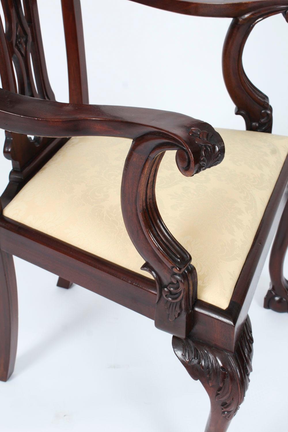 Antique Set of 14 Chippendale Revival Dining Chairs 20th Century 10
