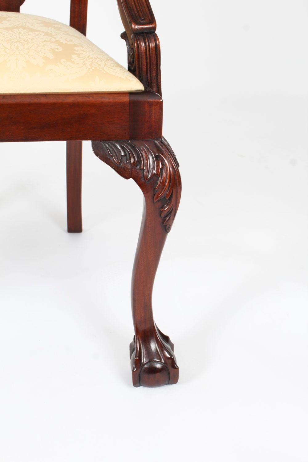Antique Set of 14 Chippendale Revival Dining Chairs 20th Century 11