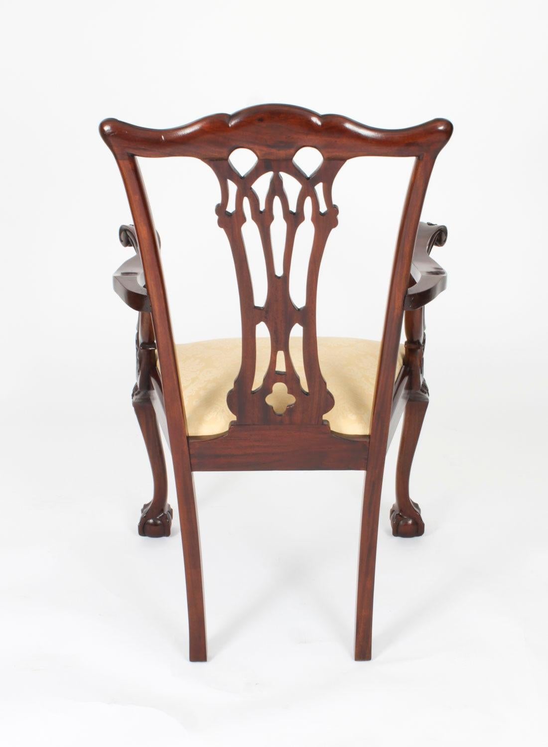 Antique Set of 14 Chippendale Revival Dining Chairs 20th Century 13
