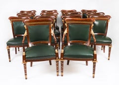 Antique Set of 14 French Mahogany & Giltwood Dining Chairs C 1860 19th Century