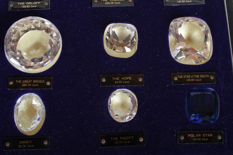 Antique Set of 15 Historical & Famous Diamonds of the World Replicas in a Case For Sale 3