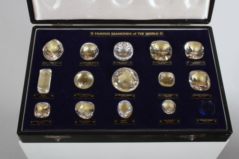 Belgian Antique Set of 15 Historical & Famous Diamonds of the World Replicas in a Case For Sale