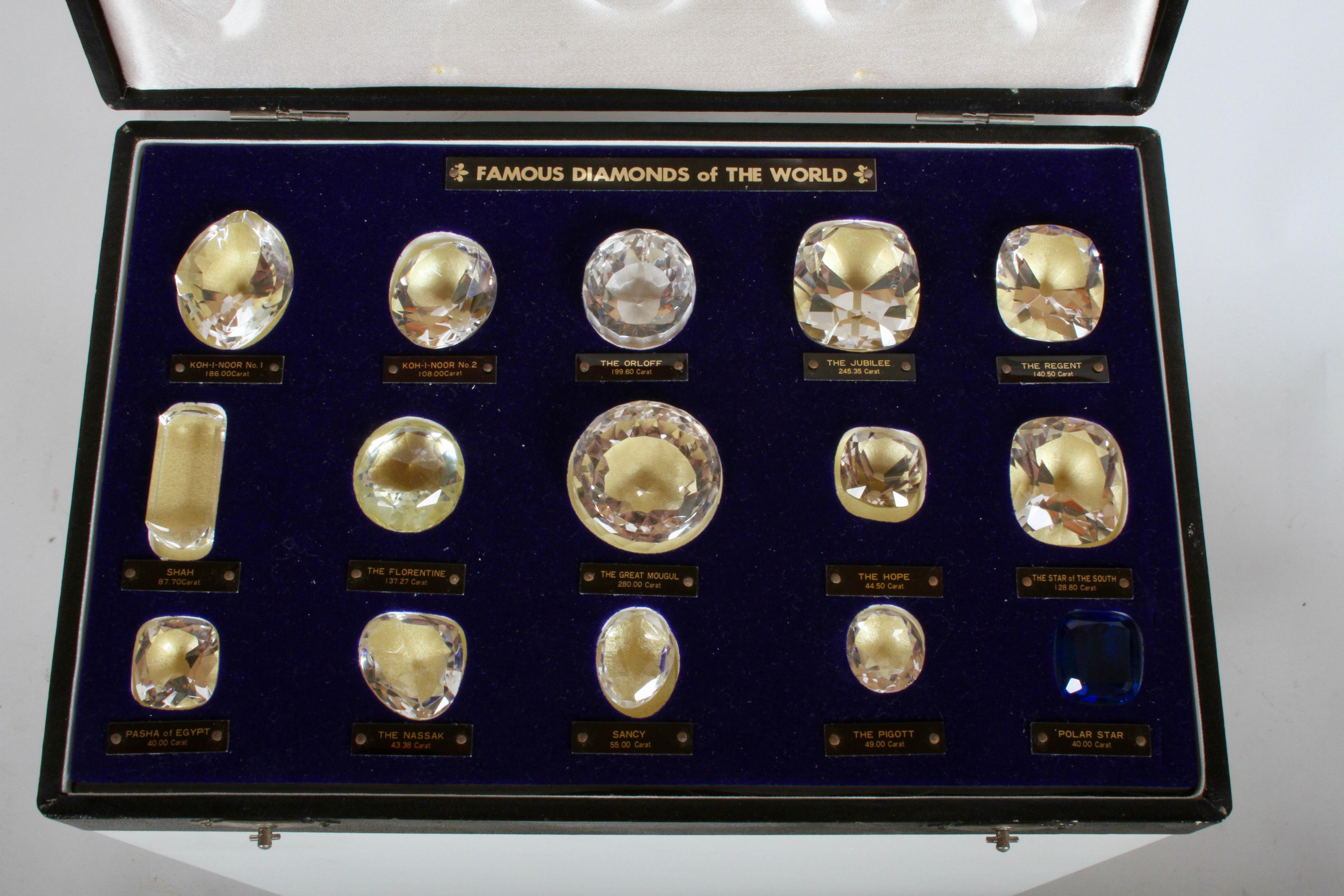 Belgian Antique Set of 15 Historical & Famous Diamonds of the World Replicas in a Case