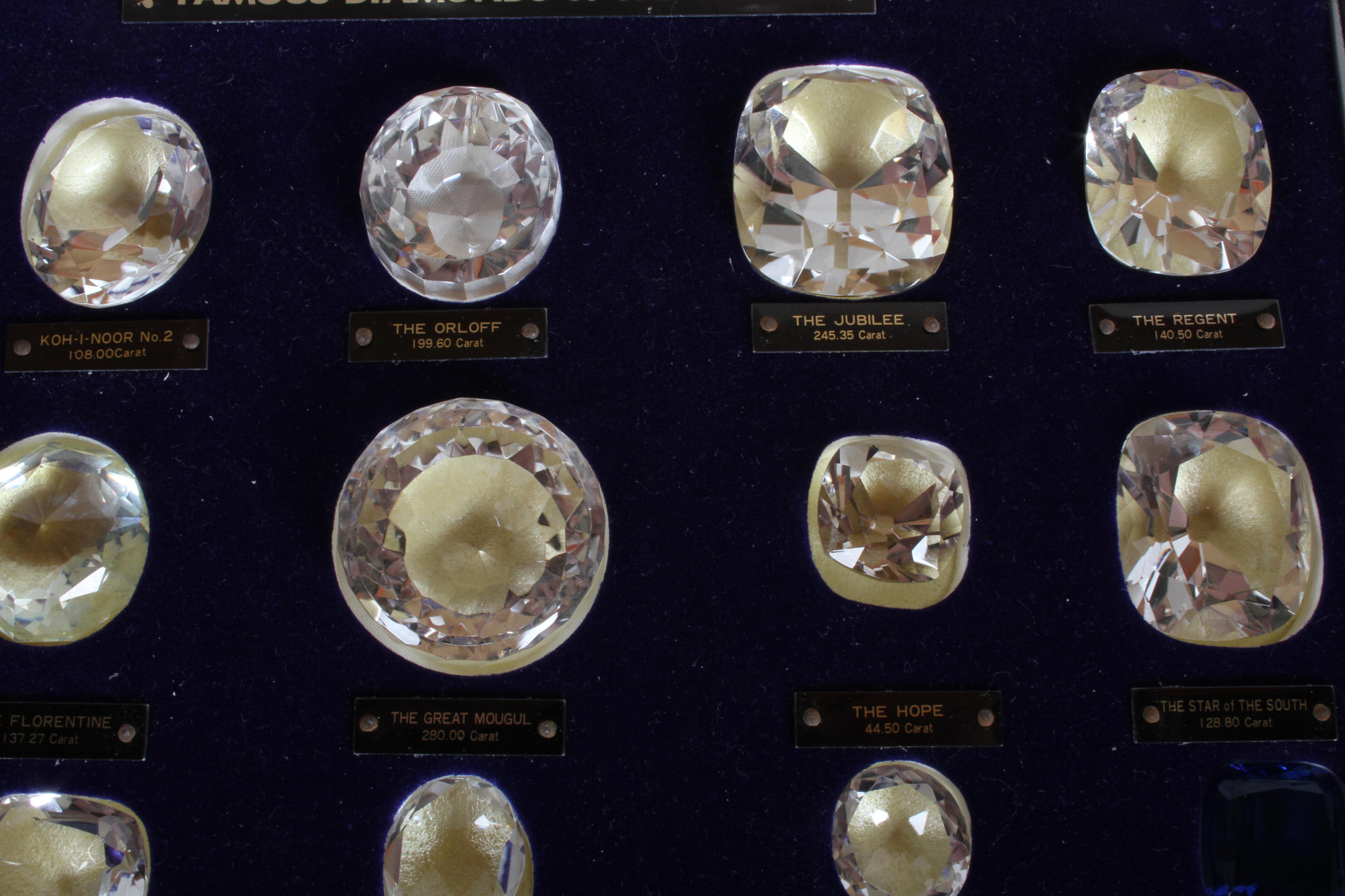 Mid-20th Century Antique Set of 15 Historical & Famous Diamonds of the World Replicas in a Case