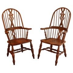 Antique Set of 2 Windsor Farmhouse Armchairs