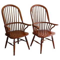 Antique Set of 2 Windsor Farmhouse Armchairs