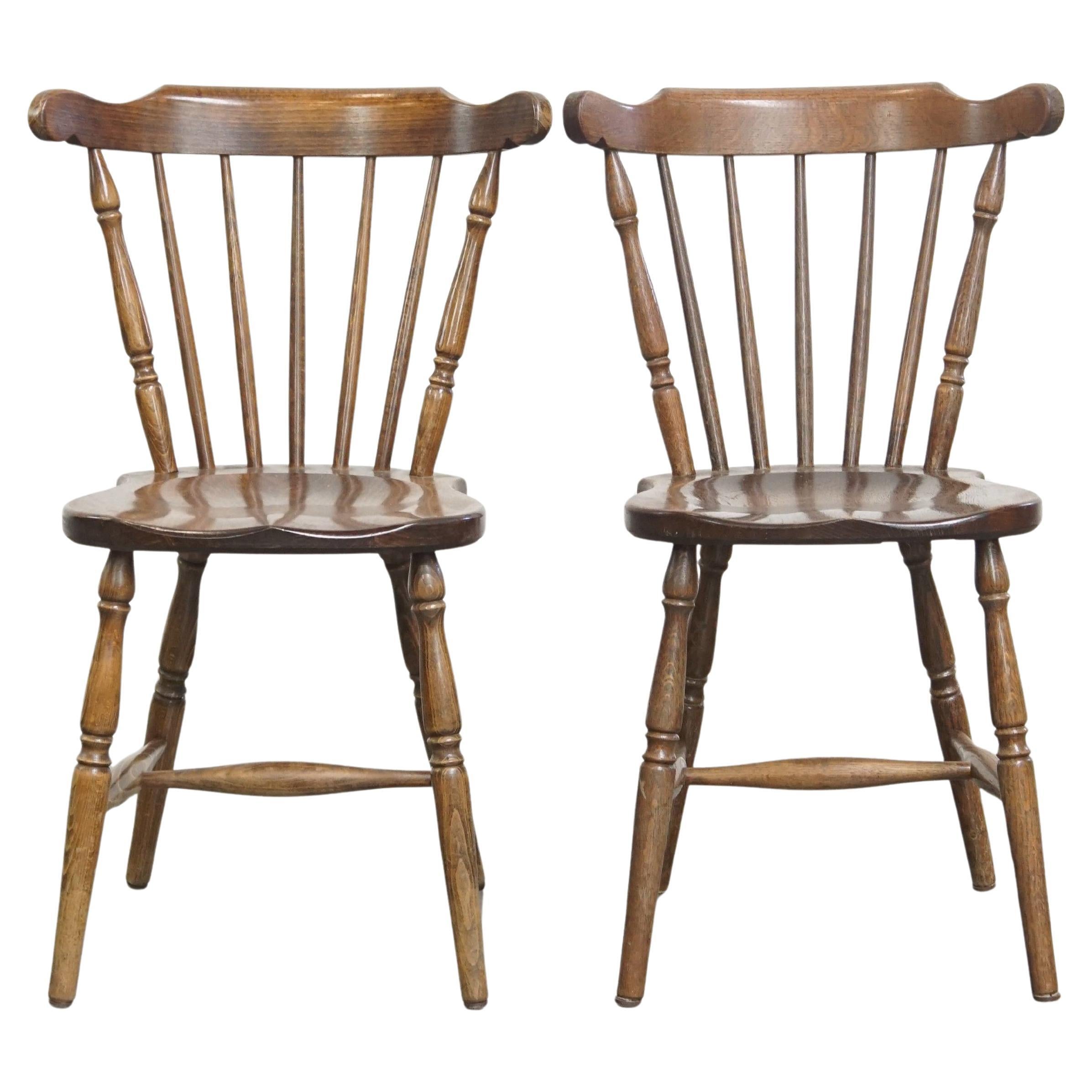 Antique set of 2 wooden spindle chairs