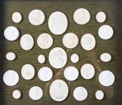 Antique Set of 27 Grand Tour Intaglios Profile Portrait Medallions, 19th Century