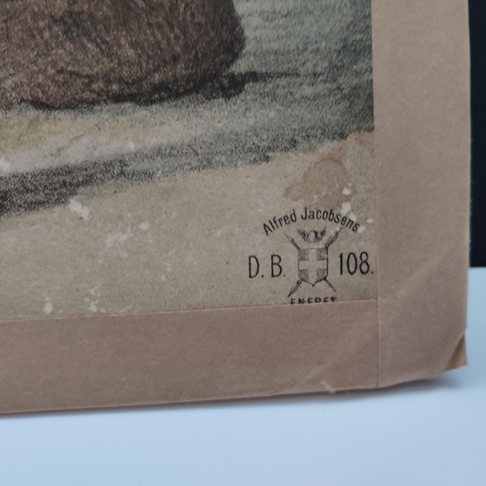 Antique Set of 3 Chromolithographed Prints, Double sided, Danske Billeder 1895 In Fair Condition For Sale In Bochum, NRW