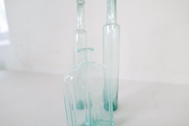 Antique Set of 3 Decorative Bottles / Vases Sweden 1800 circa For Sale