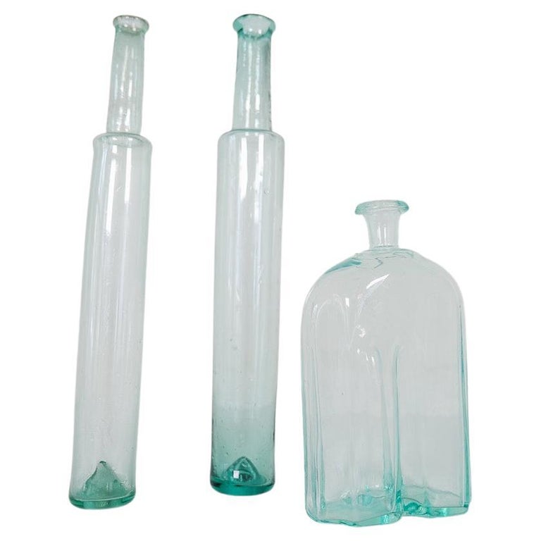 Antique Set of 3 Decorative Bottles / Vases Sweden 1800 circa For Sale