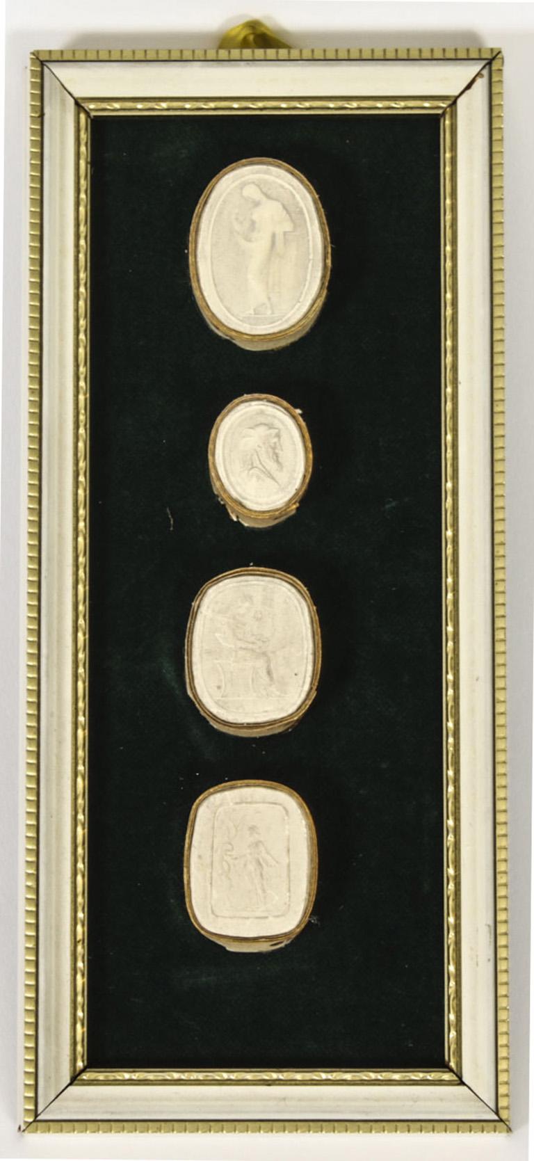 Antique Set of 3 Framed Grand Tour Giovanni Liberotti Intaglios 19th Century For Sale 8