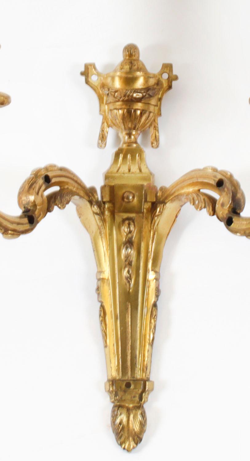 Antique Set of 3 Ormolu Wall Lights Appliques 20th Century In Good Condition For Sale In London, GB