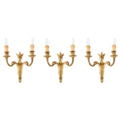 Antico set di 3 appliques da parete in ormolu XX secolo
