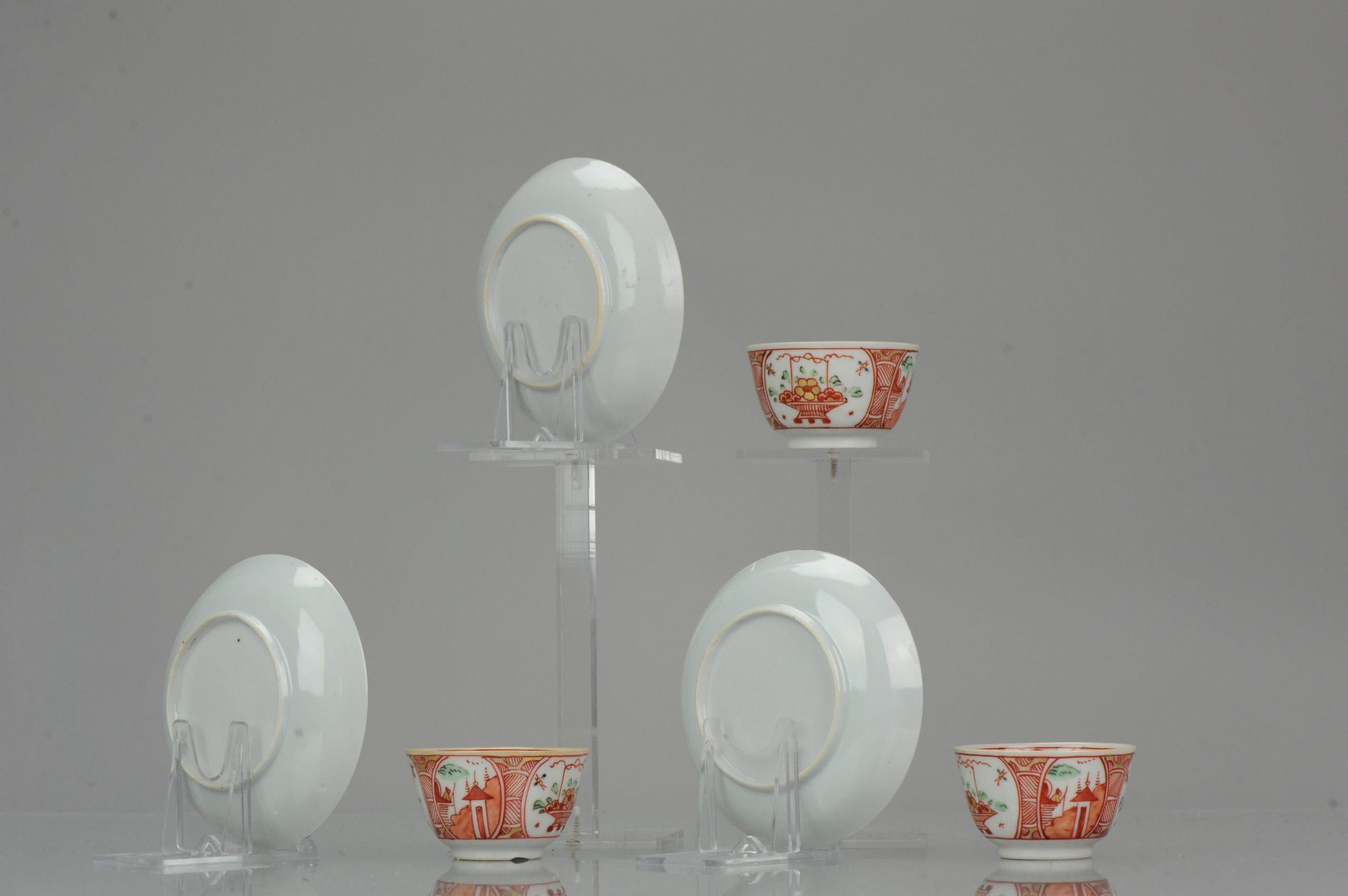 Antique Set of 3 Qianlong 18th Amsterdam Bont Porcelain Tea Bowls Chinese 1