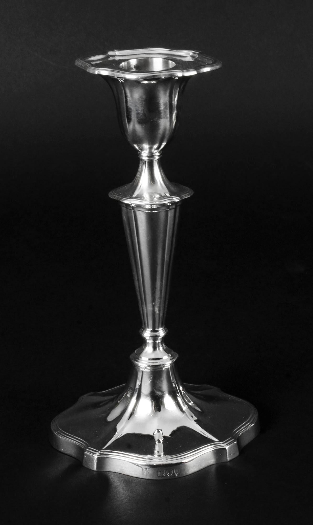 Antique Set of 3 Sterling Silver Candlesticks William Gibson & John Langman 1895 For Sale 4