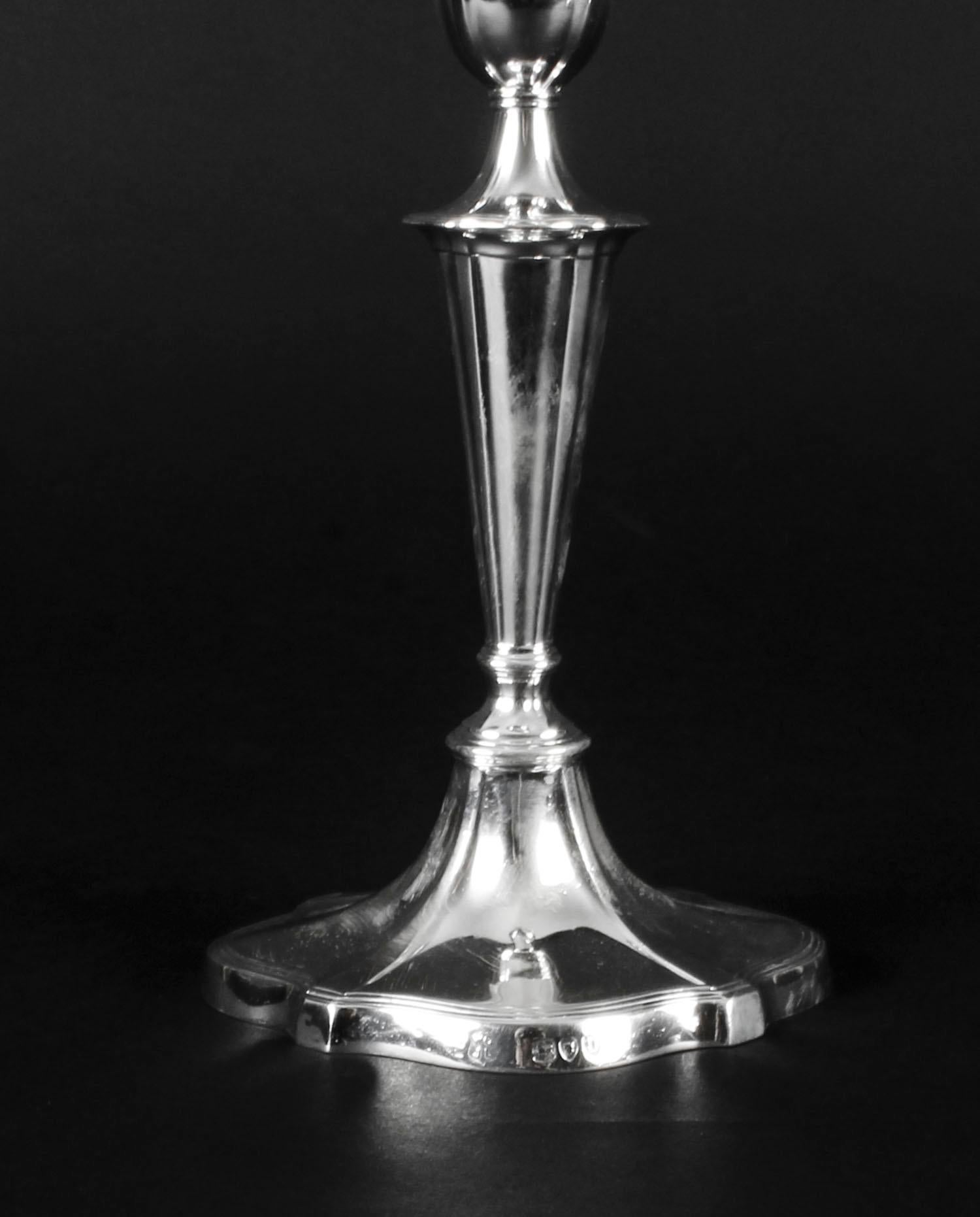Antique Set of 3 Sterling Silver Candlesticks William Gibson & John Langman 1895 For Sale 10