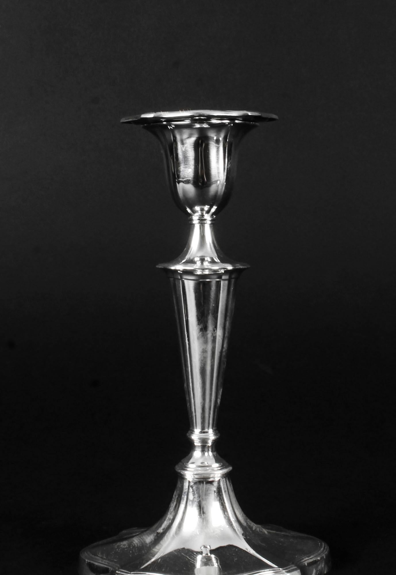 Antique Set of 3 Sterling Silver Candlesticks William Gibson & John Langman 1895 For Sale 11