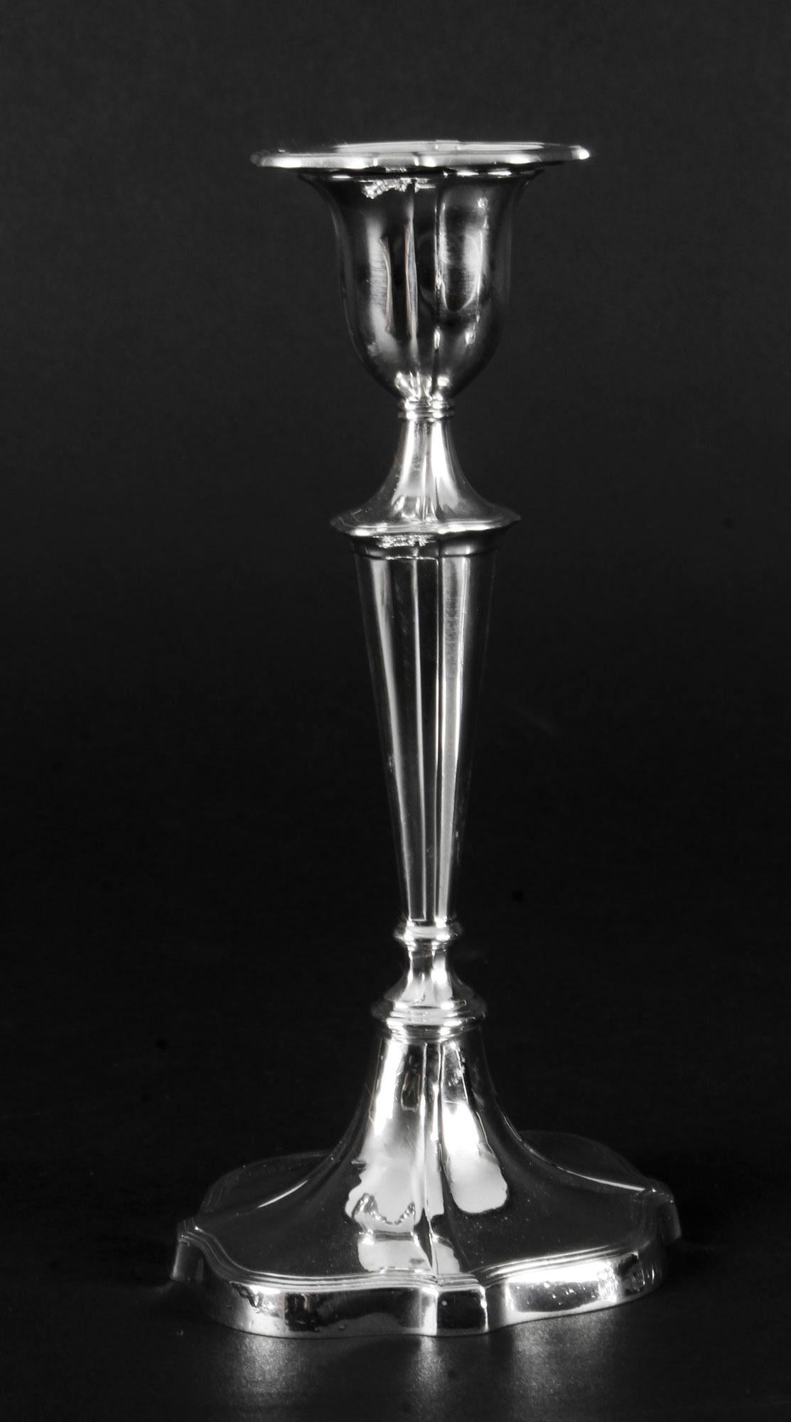 Victorian Antique Set of 3 Sterling Silver Candlesticks William Gibson & John Langman 1895 For Sale