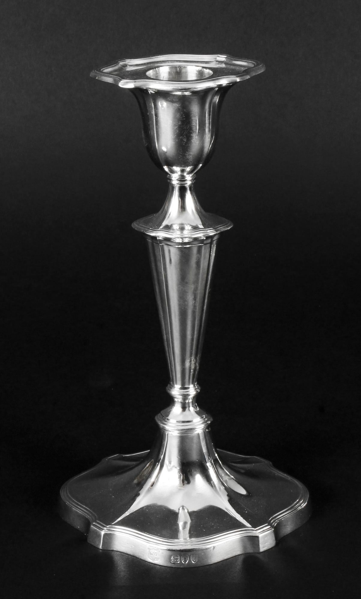 Antique Set of 3 Sterling Silver Candlesticks William Gibson & John Langman 1895 For Sale 1
