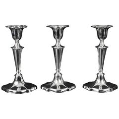 Antique Set of 3 Sterling Silver Candlesticks Gibson & Langman 19th Century