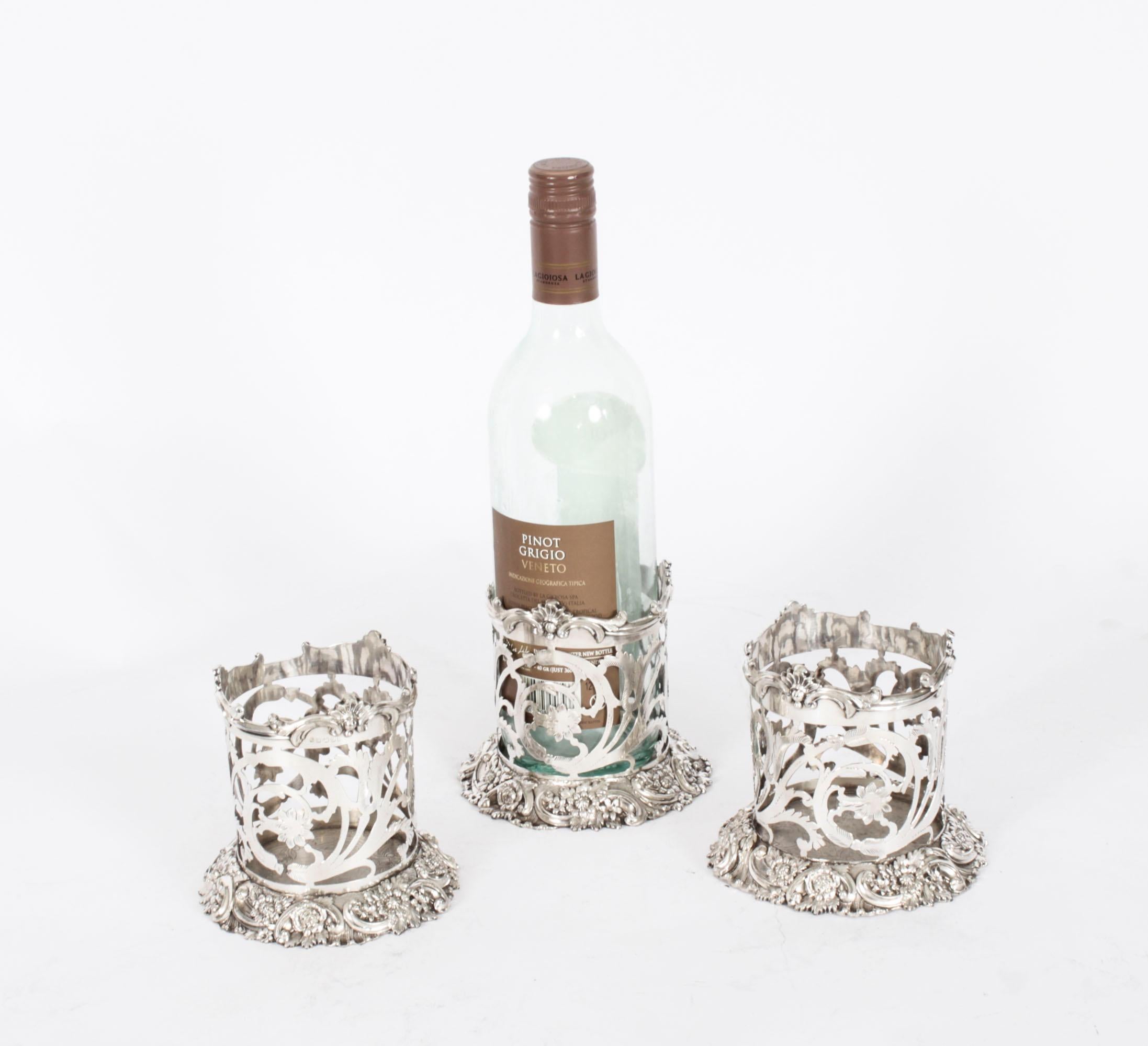 Antique set of 3 Victorian Coasters Wine Bottle Holders 19th Century For Sale 12