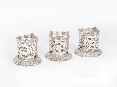 Antique set of 3 Victorian Coasters Wine Bottle Holders 19th Century