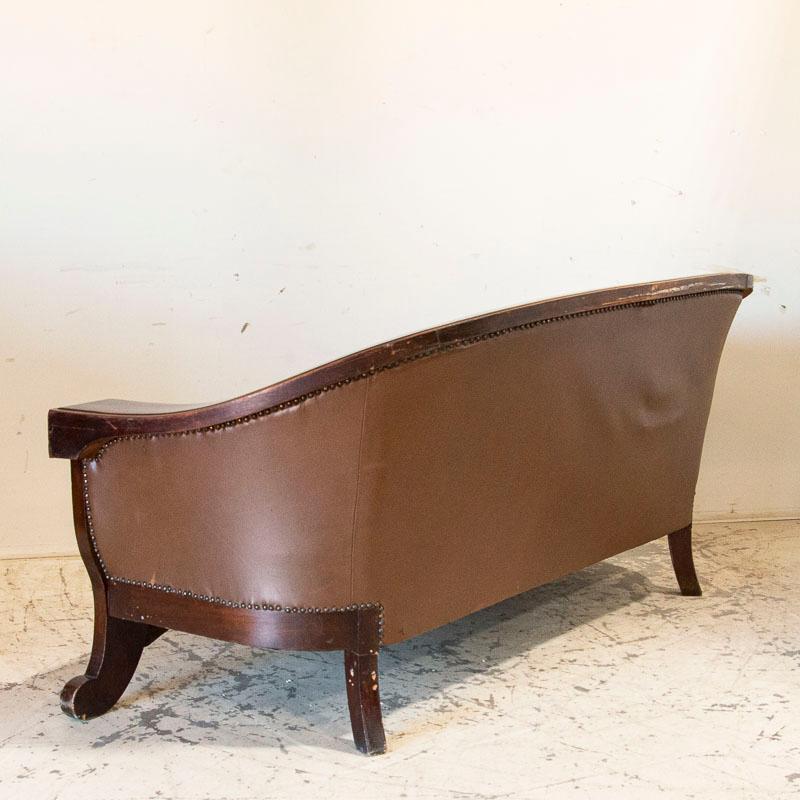 Danish Antique Set of 3, Vintage Leather Sofa and Pair of Armchairs